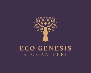 Organic Wellness Woman Tree logo design