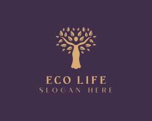 Organic Wellness Woman Tree logo design