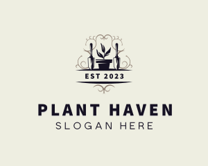 Shovel Plant Gardening logo design