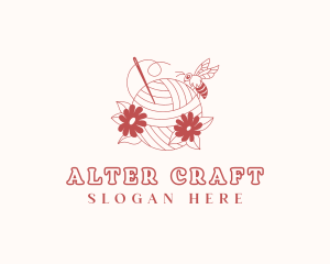 Floral Yarn Sewing Bee logo design