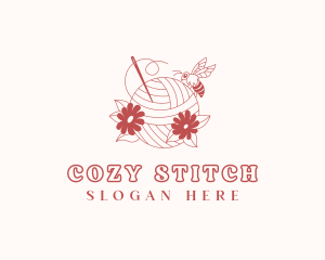 Floral Yarn Sewing Bee logo design