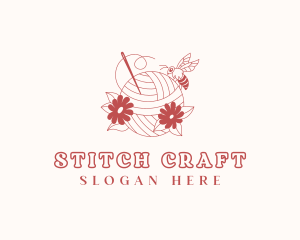 Floral Yarn Sewing Bee logo design