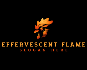 Flaming Chicken Rooster logo design