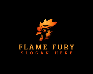 Flaming Chicken Rooster logo design