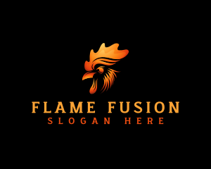 Flaming Chicken Rooster logo design