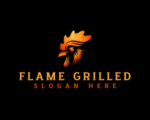 Flaming Chicken Rooster logo design