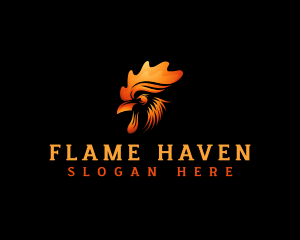 Flaming Chicken Rooster logo design