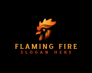 Flaming Chicken Rooster logo design