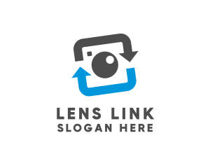 Camera Lens Arrow logo design