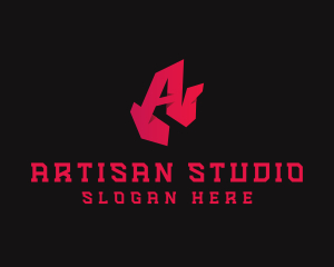 3D Red Graffiti Letter A logo design