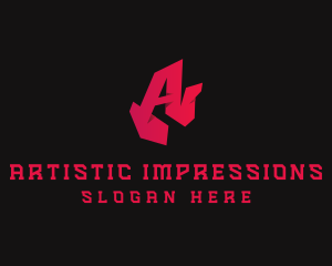 3D Red Graffiti Letter A logo design