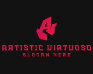 3D Red Graffiti Letter A logo design