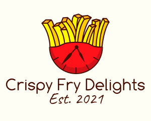 French Fries Clock  logo design