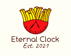 French Fries Clock  logo design