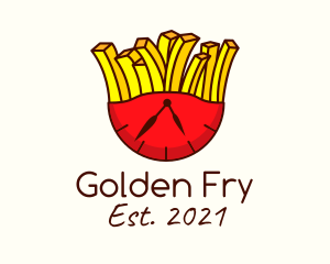 French Fries Clock  logo design