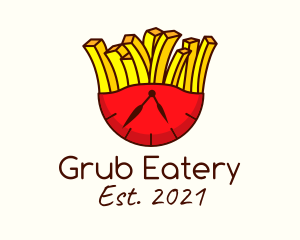 French Fries Clock  logo design