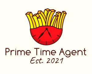 French Fries Clock  logo design