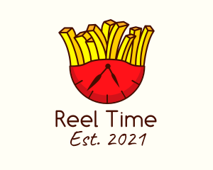 French Fries Clock  logo design