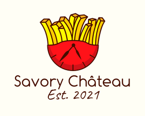 French Fries Clock  logo design