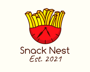 French Fries Clock  logo design