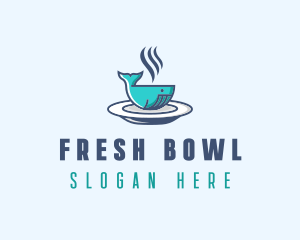 Whale Cafe Food Bowl logo design