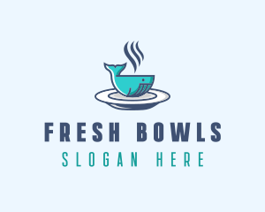 Whale Cafe Food Bowl logo design