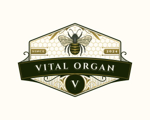 Vintage Organic Honeybee logo design