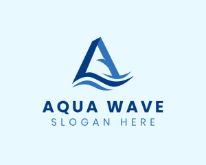 Ocean Wave Letter A logo design