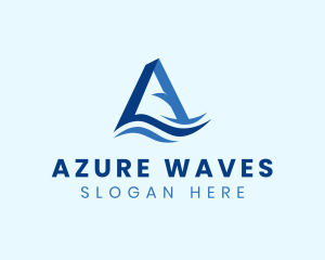 Ocean Wave Letter A logo design