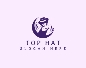 Woman Moon Hat logo design