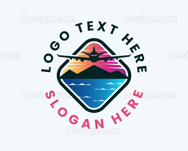 Airplane Travel Beach Logo