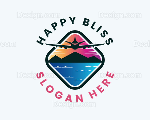 Airplane Travel Beach Logo