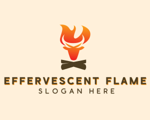 Bull Flaming Bonfire logo design