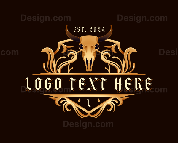 Bull Skull Horn Logo