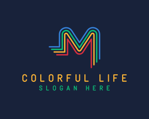 Colorful Letter M Lines logo design