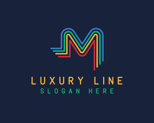 Colorful Letter M Lines logo design