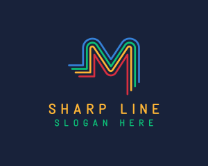 Colorful Letter M Lines logo design