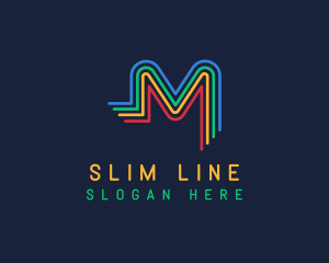 Colorful Letter M Lines logo design