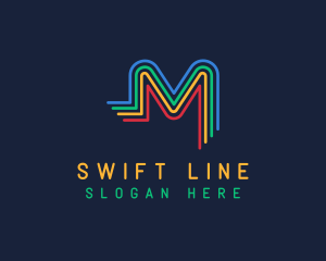 Colorful Letter M Lines logo design