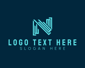 Digital Technology Letter N logo design