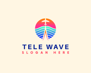 Flight Airplane Wave logo design