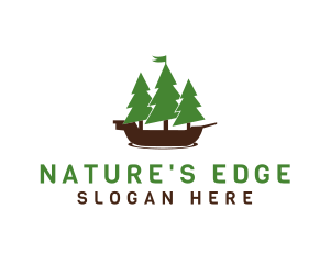 Pine Trees Ship logo design