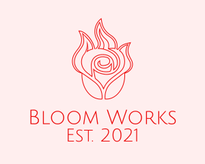 Red  Rose Candle logo design