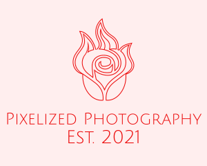 Red  Rose Candle logo design