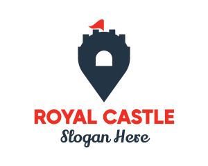 Castle Location Pin logo design