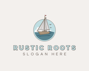 Rustic Sailboat Yacht logo design