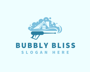 Pressure Washer Cleaning Bubbles logo design