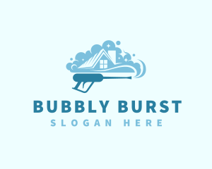 Pressure Washer Cleaning Bubbles logo design