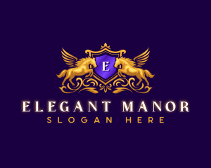 Elegant Pegasus Crest logo design