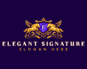 Elegant Pegasus Crest logo design